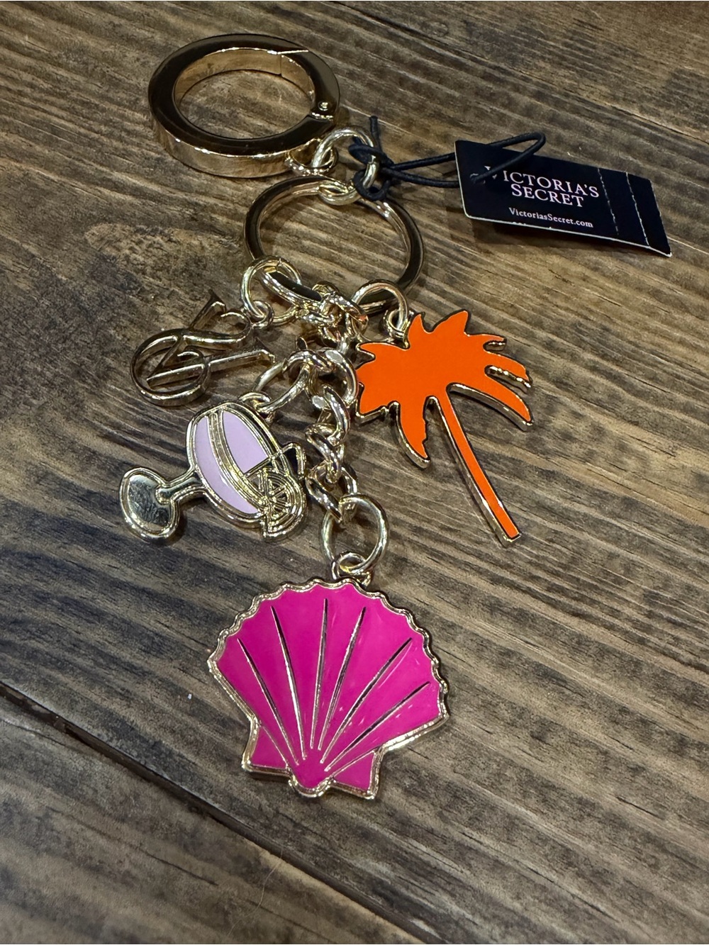 Victoria's Secret Pink & Orange Beach Charm Keyring